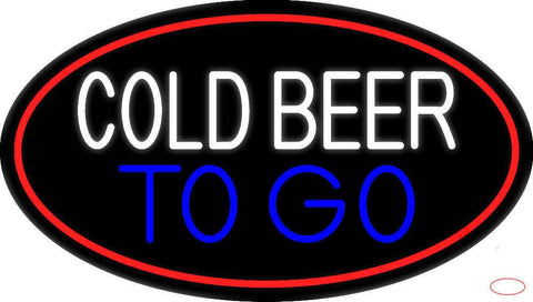 Cold Beer To Go Oval With Red Border Real Neon Glass Tube Neon Sign