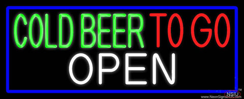 Cold Beer To Go With Blue Border Real Neon Glass Tube Neon Sign
