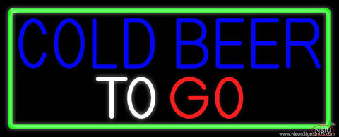 Cold Beer To Go With Green Border Real Neon Glass Tube Neon Sign 