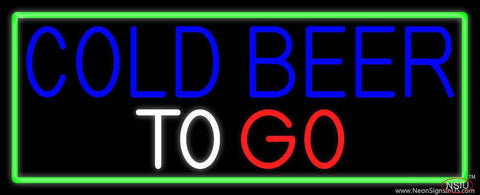 Cold Beer To Go With Green Border Real Neon Glass Tube Neon Sign