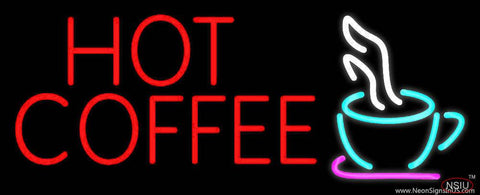 Red Hot Coffee With Cup Real Neon Glass Tube Neon Sign 