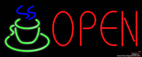 Red Open Coffee Cup Real Neon Glass Tube Neon Sign 