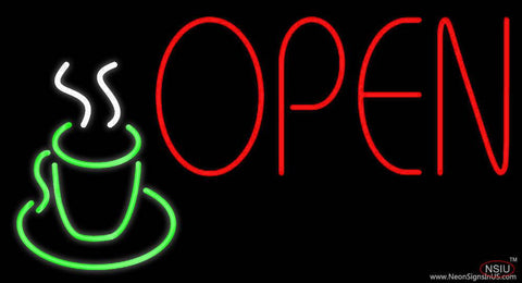 Red Open Coffee Glass Real Neon Glass Tube Neon Sign