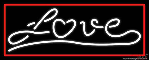 Cursive Love With Red Border Real Neon Glass Tube Neon Sign