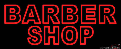 Double Stroke Red Barber Shop Real Neon Glass Tube Neon Sign 