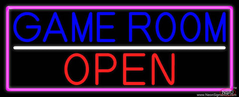 Game Room Open With Pink Border Real Neon Glass Tube Neon Sign 