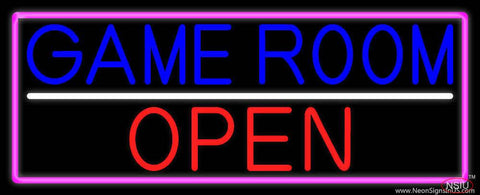 Game Room Open With Pink Border Real Neon Glass Tube Neon Sign