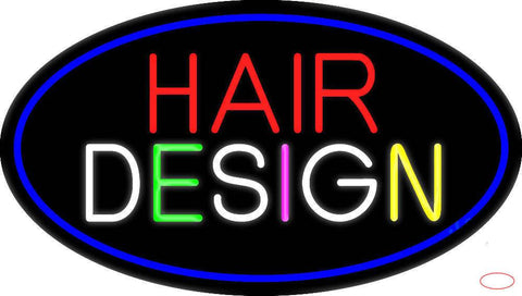 Hair Design With Blue Border Real Neon Glass Tube Neon Sign