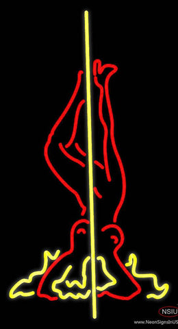 Yellow Pole Dance Girl Real Neon Glass Tube Neon Sign