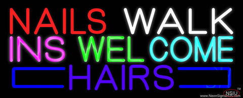 Nails Walk Ins Welcome Hairs Real Neon Glass Tube Neon Sign 