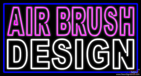 Pink Airbrush Design With Blue Border Real Neon Glass Tube Neon Sign 