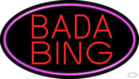 Red Bada Bing With Pink Border Club Real Neon Glass Tube Neon Sign 