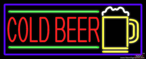 Red Cold Beer And Yellow Mug With Purple Border Real Neon Glass Tube Neon Sign 