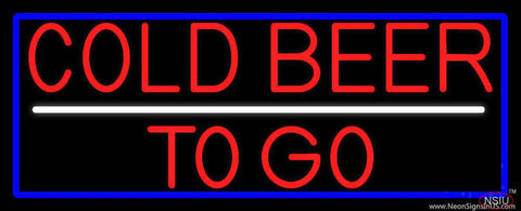 Red Cold Beer To Go With Blue Border Real Neon Glass Tube Neon Sign
