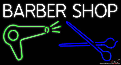 Barber Shop With Dryer And Scissor Real Neon Glass Tube Neon Sign 