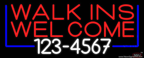 Red Walk Ins Welcome With Phone Number Real Neon Glass Tube Neon Sign