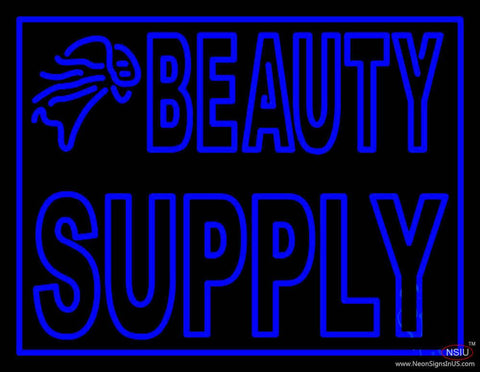 Double Stroke Blue Beauty Supply Real Neon Glass Tube Neon Sign