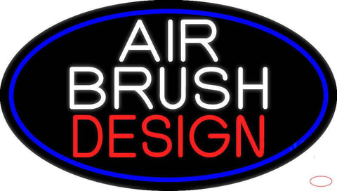 White Air Brush Design With Blue Border Real Neon Glass Tube Neon Sign