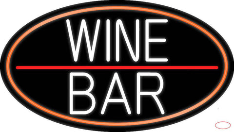 White Wine Bar Oval With Orange Border Real Neon Glass Tube Neon Sign