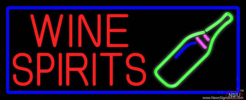 Wine Spirits With Blue Border Real Neon Glass Tube Neon Sign 