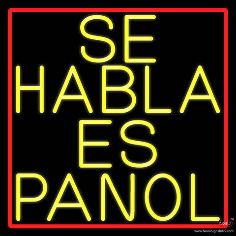 Yellow Se Habla Espanol Real Neon Glass Tube Neon Sign