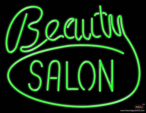 Green Cursive Beauty Block Salon Real Neon Glass Tube Neon Sign