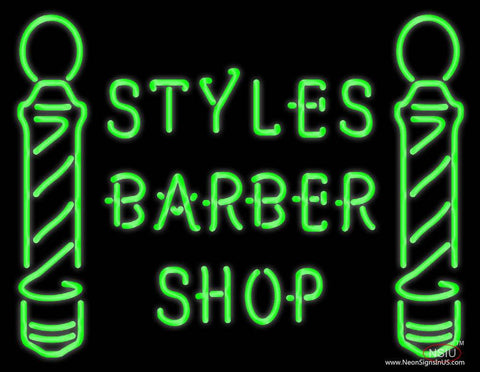 Green Styles Barber Shop Real Neon Glass Tube Neon Sign 
