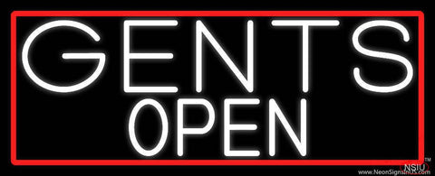 White Gents Open With Red Border Real Neon Glass Tube Neon Sign