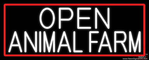 White Open Animal Farm With Red Border Real Neon Glass Tube Neon Sign 