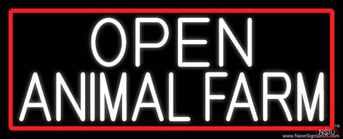 White Open Animal Farm With Red Border Real Neon Glass Tube Neon Sign