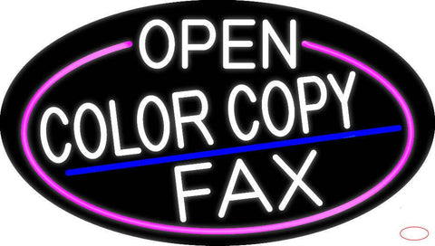 White Open Color Copy Fax Oval With Pink Border Real Neon Glass Tube Neon Sign