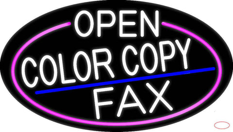 White Open Color Copy Fax Oval With Pink Border Real Neon Glass Tube Neon Sign 