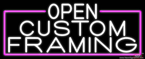 White Open Custom Framing With Pink Border Real Neon Glass Tube Neon Sign