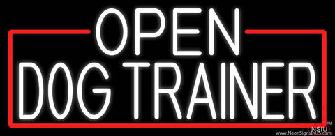 White Open Dog Trainer With Red Border Real Neon Glass Tube Neon Sign 