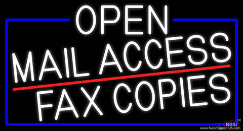 White Open Mail Access Fax Copies With Blue Border Real Neon Glass Tube Neon Sign