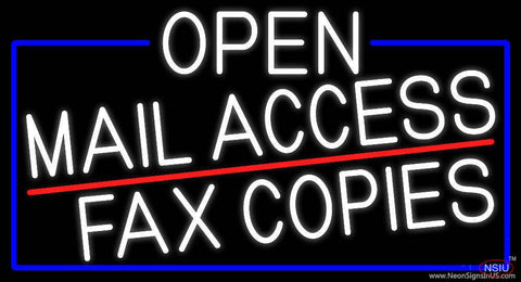 White Open Mail Access Fax Copies With Blue Border Real Neon Glass Tube Neon Sign 
