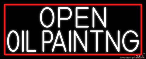 White Open Oil Painting With Red Border Real Neon Glass Tube Neon Sign