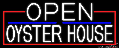 White Open Oyster House With Red Border Real Neon Glass Tube Neon Sign 