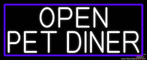 White Open Pet Diner With Purple Border Real Neon Glass Tube Neon Sign