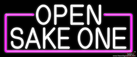 White Open Sake One With Pink Border Real Neon Glass Tube Neon Sign