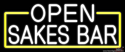 White Open Sakes Bar With Blue Border Real Neon Glass Tube Neon Sign