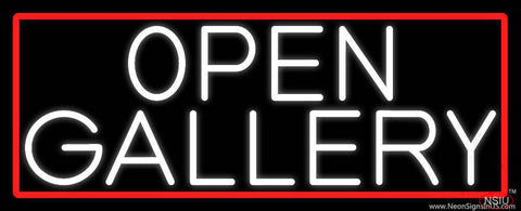 White Open With Gallery With Red Border Real Neon Glass Tube Neon Sign