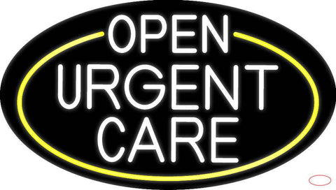 White Urgent Care Oval With Yellow Border Real Neon Glass Tube Neon Sign 