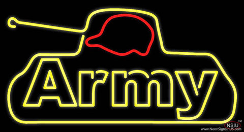 Yellow Army Real Neon Glass Tube Neon Sign