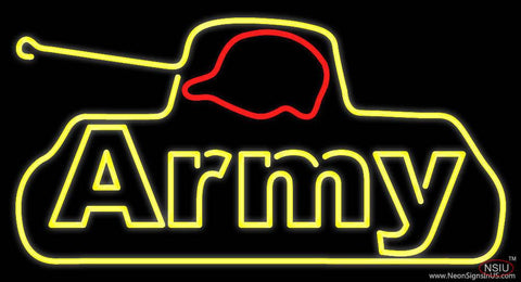 Yellow Army Real Neon Glass Tube Neon Sign 