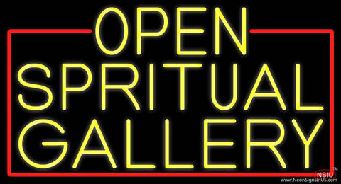 Yellow Open Spiritual Gallery With Red Border Real Neon Glass Tube Neon Sign