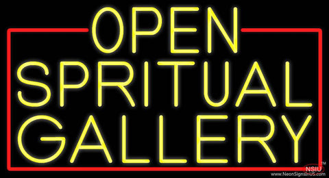 Yellow Open Spiritual Gallery With Red Border Real Neon Glass Tube Neon Sign 