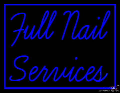 Blue Full Nail Services Real Neon Glass Tube Neon Sign