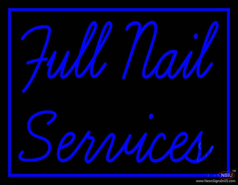 Blue Full Nail Services Real Neon Glass Tube Neon Sign 