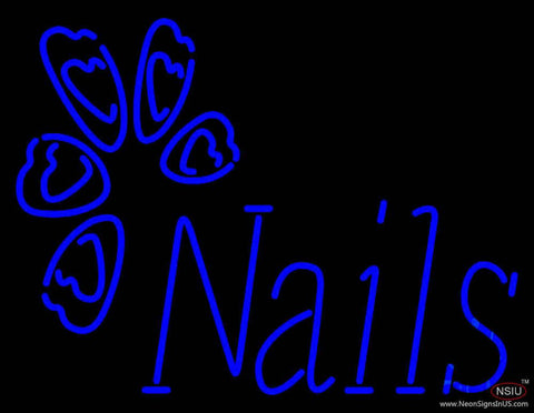 Blue Nails Logo Real Neon Glass Tube Neon Sign 